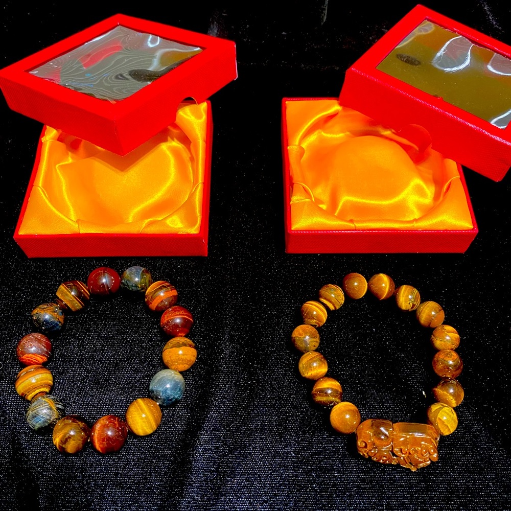 Natural His and Hers Tiger Eye bracelets.